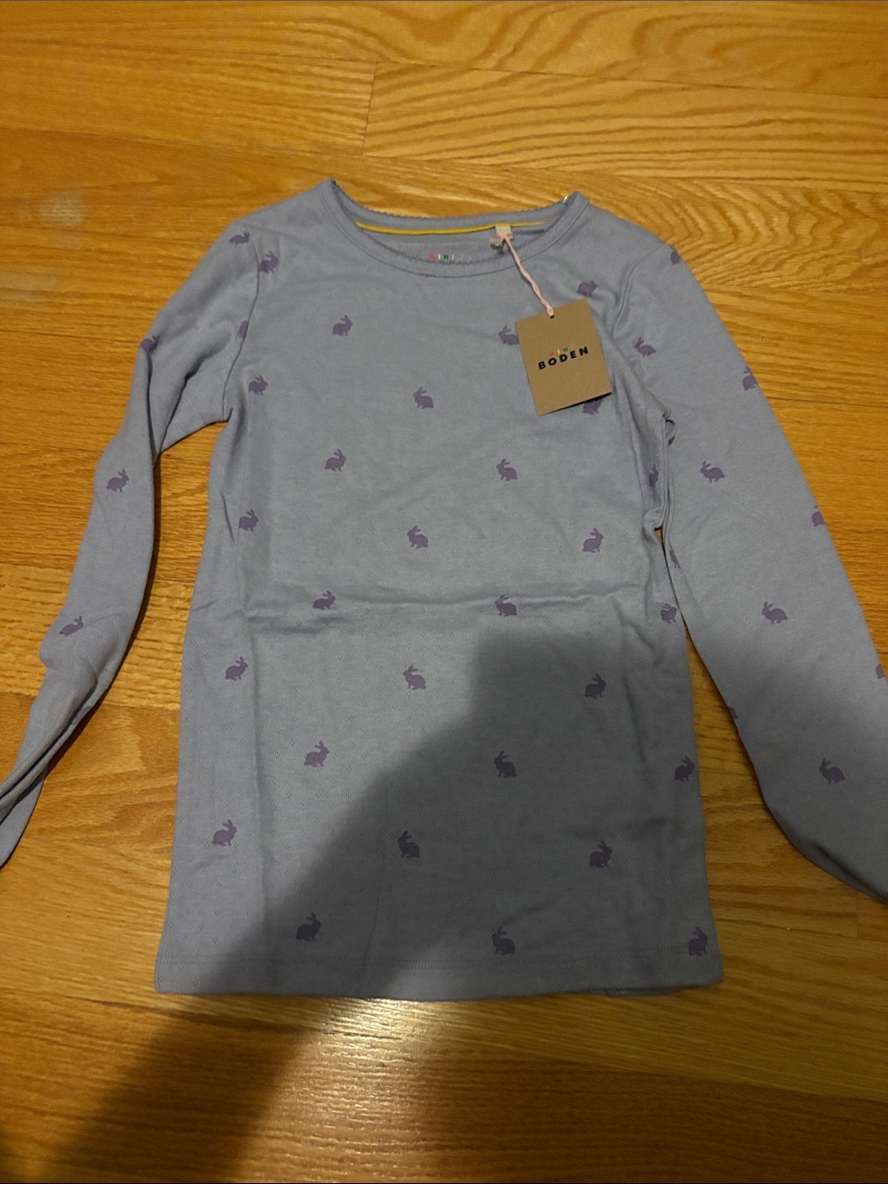 Boden Lavender Long-Sleeve Top with Purple Bunny Print